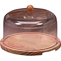QUESERA BASE DE MADERA CON CAMPANA DE PLÁSTICO CON POMO DE MADERA